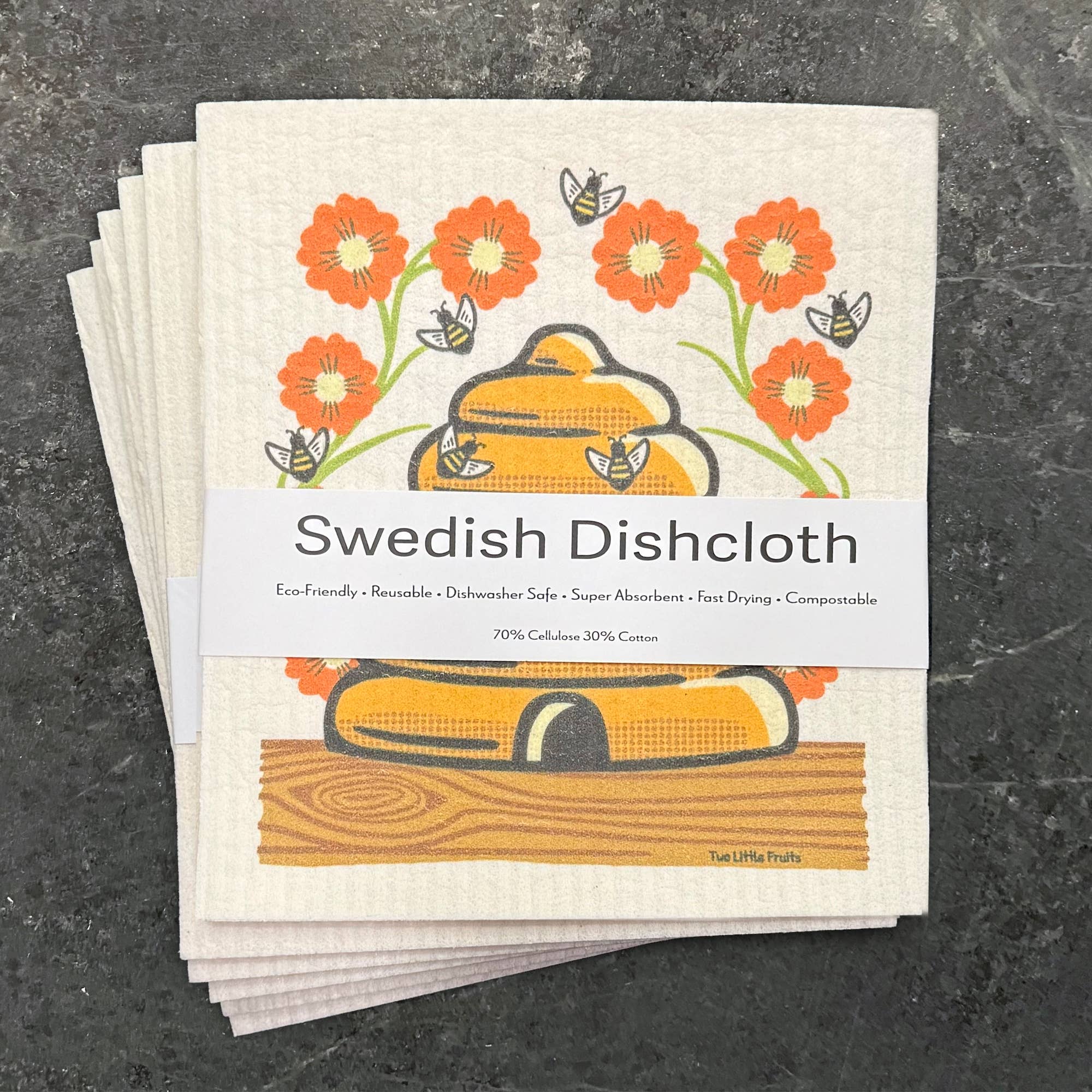 Two Little Fruits - Venta al por mayor Paño de cocina - Paño de cocina sueco - Abeja sueca - Sostenible5