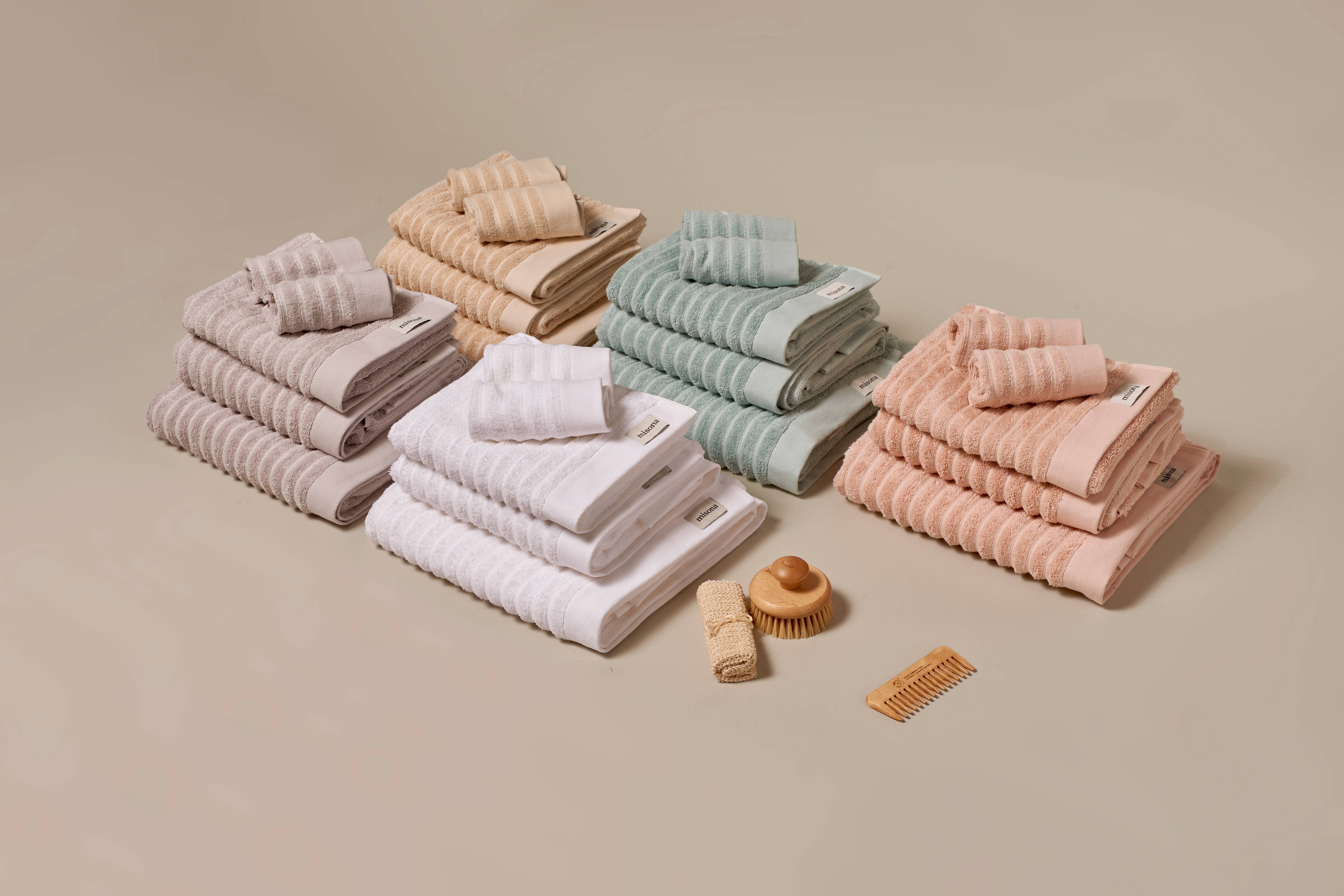 Misona - Wholesale Towel Set - Ribbed Organic Cotton Bath Towels & Face Cloths2