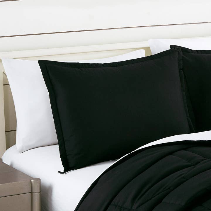 Linen Mart - Wholesale Bedding Set - Reversible Modern Black White Quilt Set4