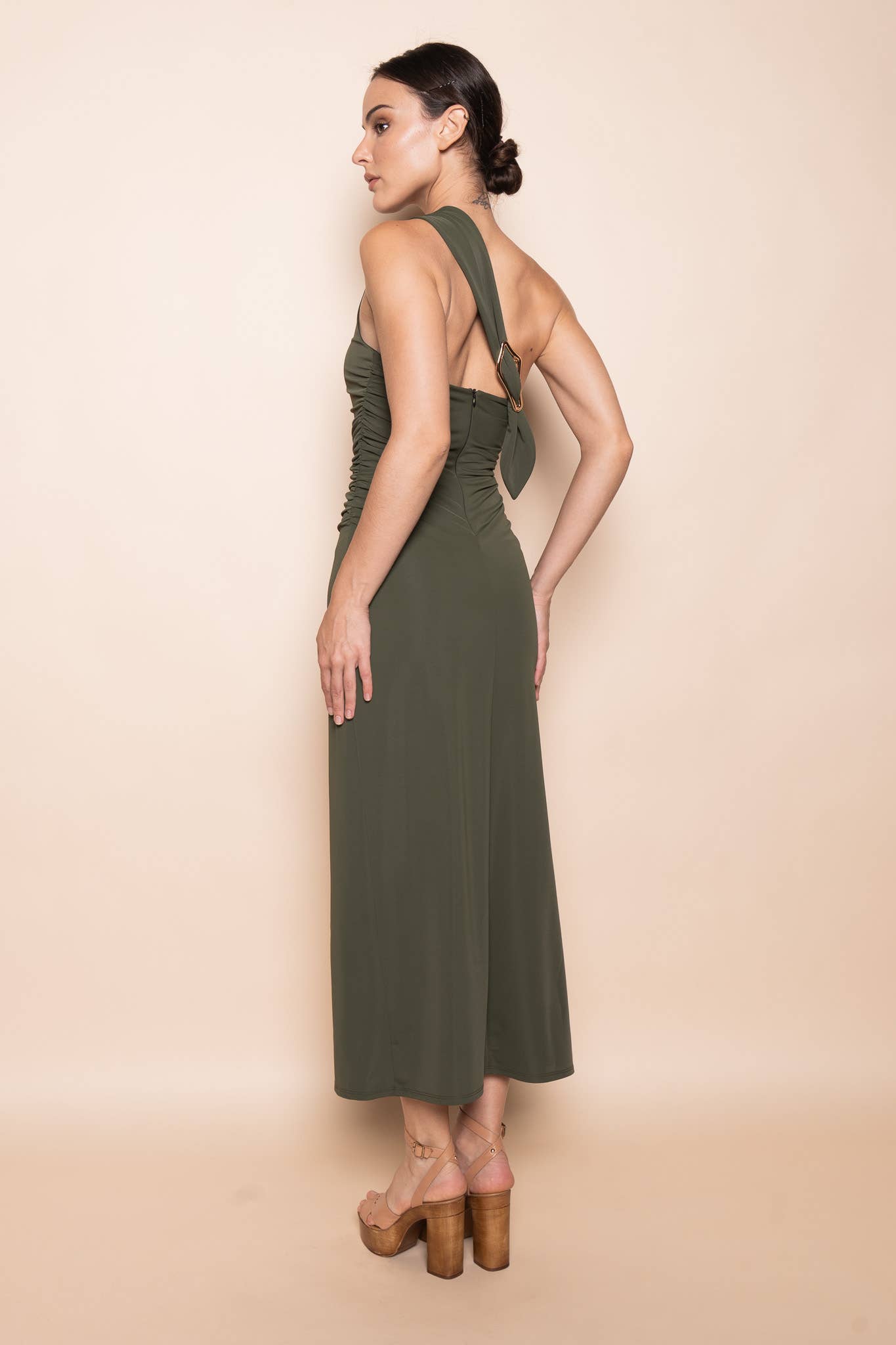 Fore Collection - Wholesale Dress - Women's - ONE SHOULDER BACK BUCKLE DETAIL MAXI DRESS- DD10838FO9