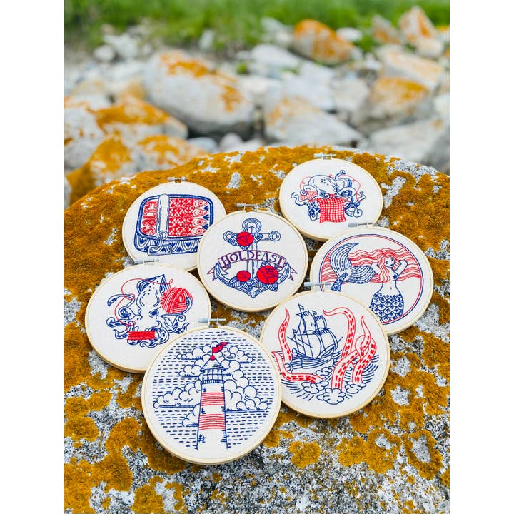 Hook, Line & Tinker Embroidery Kits - Wholesale Embroidery/Cross Stitch Supplies - Kraken and Ship Complete Embroidery Kit5