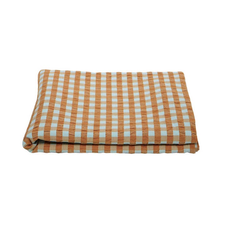 Mosey Me - Wholesale Tablecloth - Honey Blue Seersucker Square Tablecloth