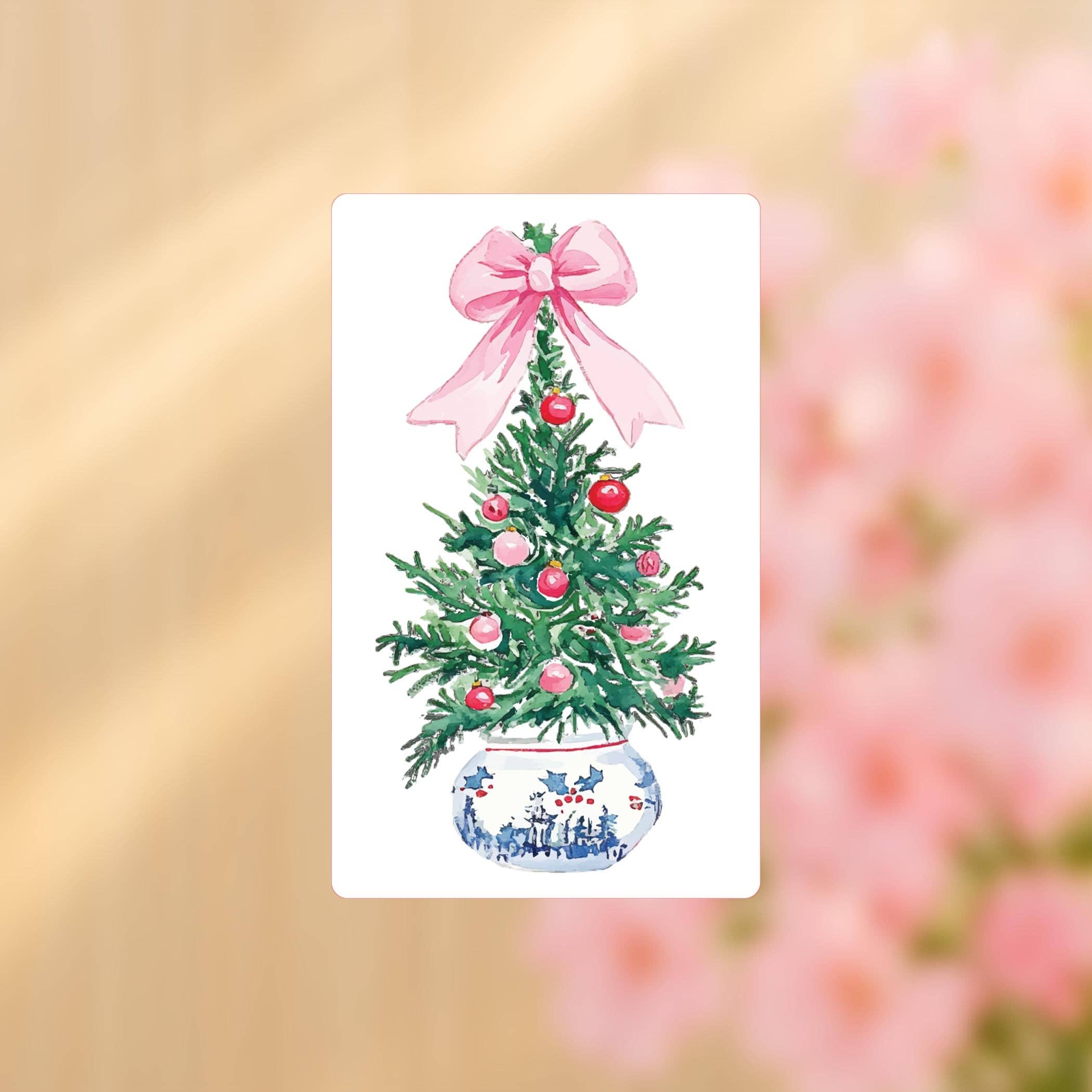 White Vinyl Sticker-Blush & Baubles - A Grand Millennial Christmas Tree for wholesale on Faire4