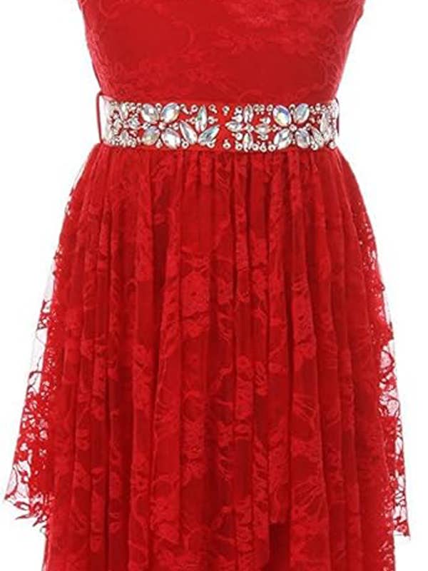 iGirlDress - Wholesale Dress - Kids - Girls Floral Lace Dress with Cubic Belt, Holiday Size 2-141
