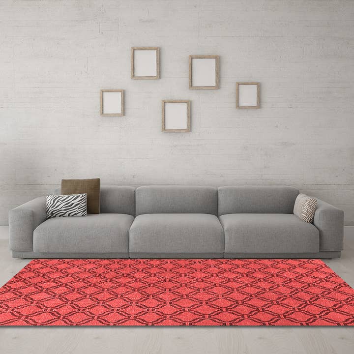 Trellis Red Modern Area Rugs for wholesale by Ahgly
