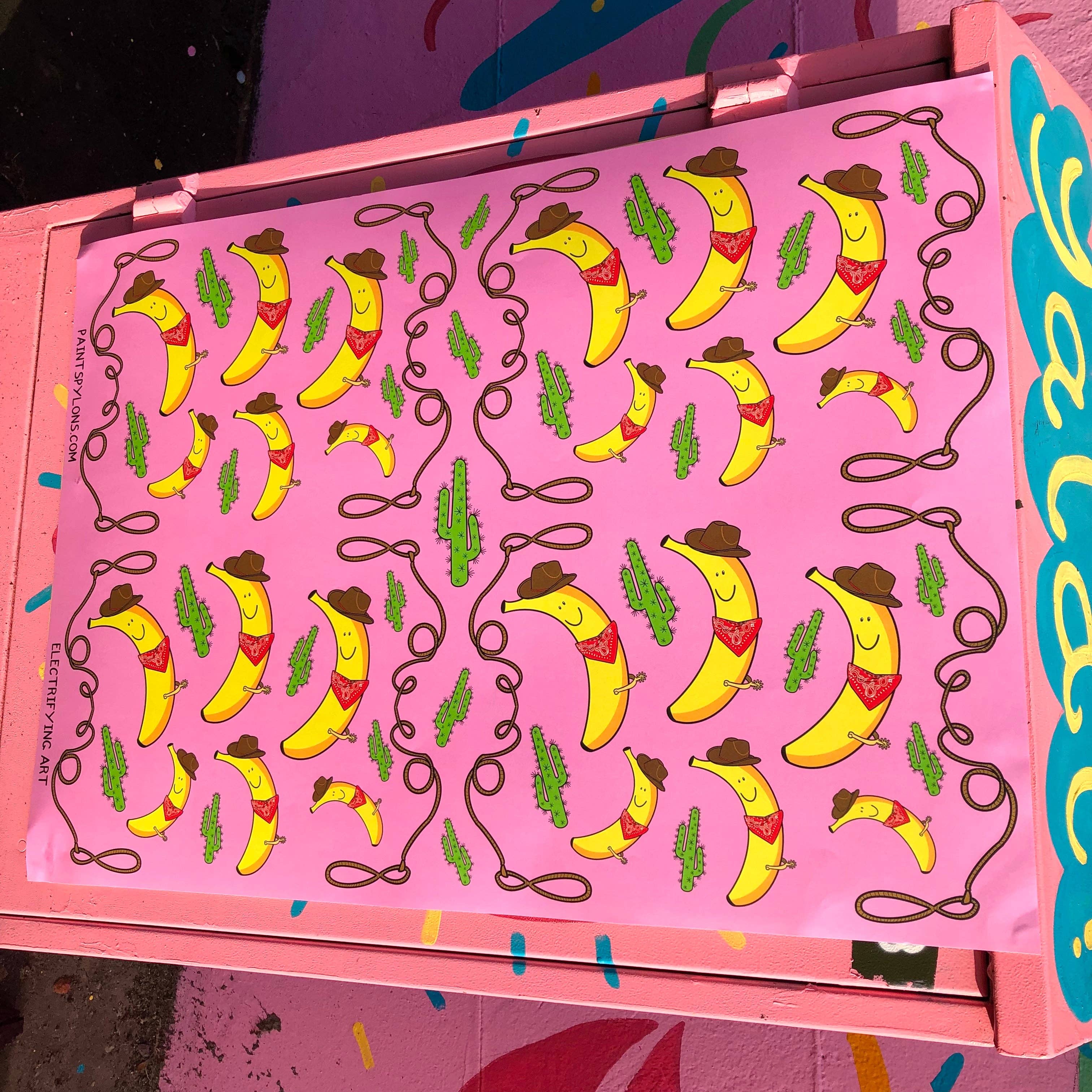 PaintsPylons - Wholesale Flat Wrap - Cowboy Banana Wrapping Paper - 10 Sheets3