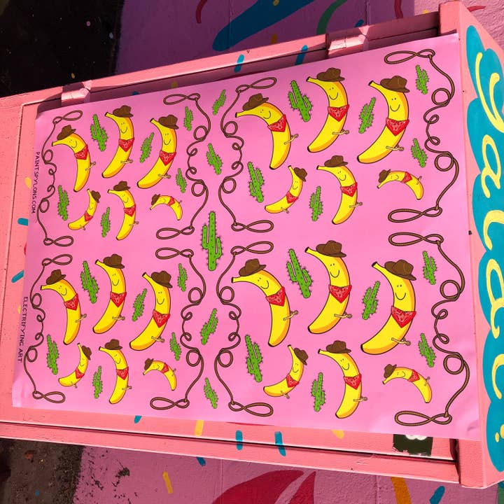 PaintsPylons - Wholesale Flat Wrap - Cowboy Banana Wrapping Paper - 10 Sheets3