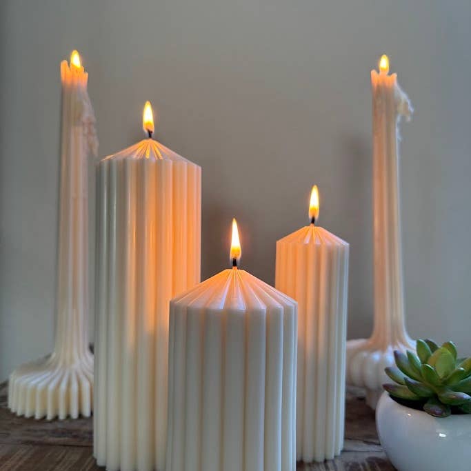 Dolce Cuore Candles - Wholesale Pillar candle - Ribbed Candle, Pillar Candle, Ribbed Peak Pillar Candle8