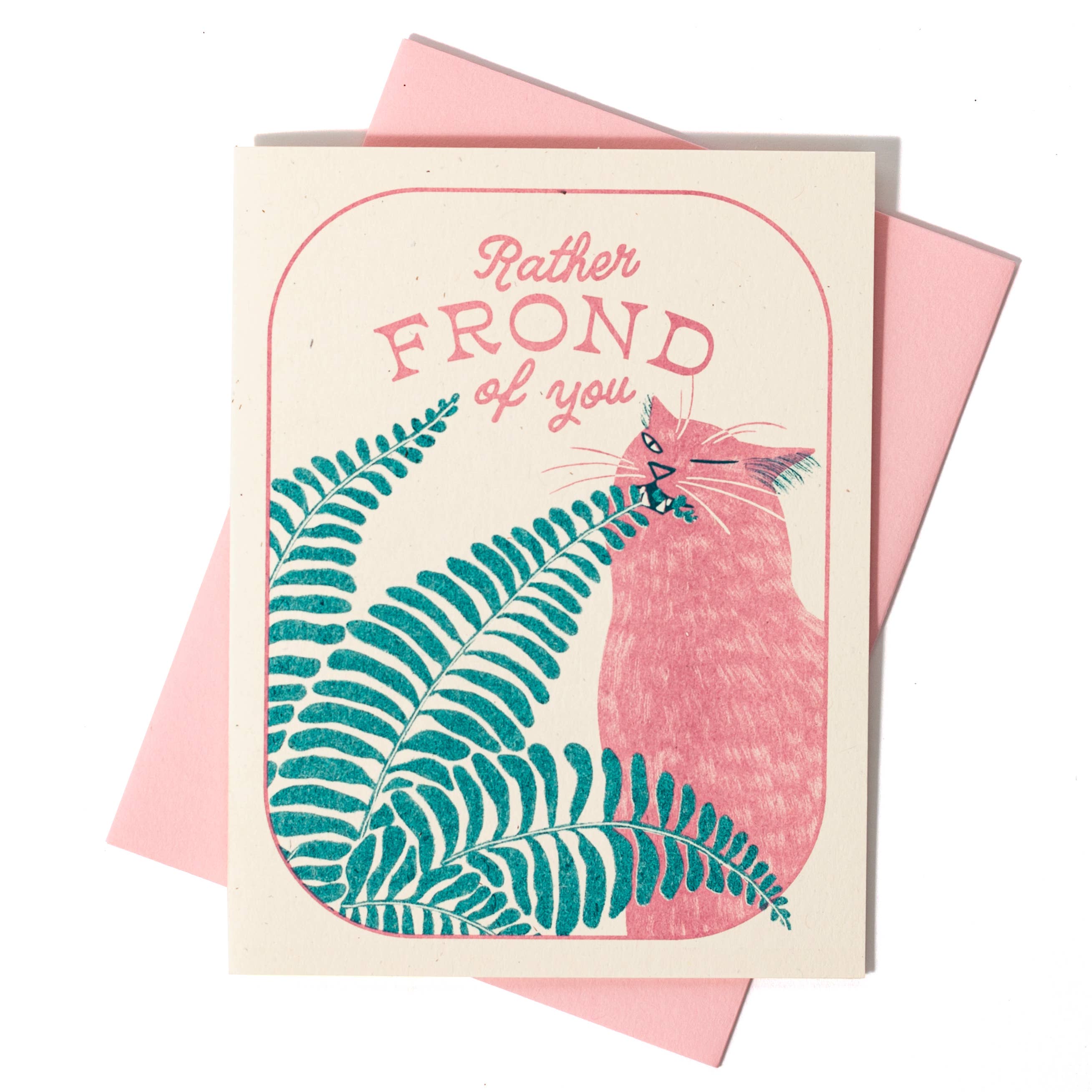 Bromstad Printing Co. - Venta al por mayor Tarjetas de felicitación - Tarjeta de felicitación "Rather Frond of You" impresa en risografía2