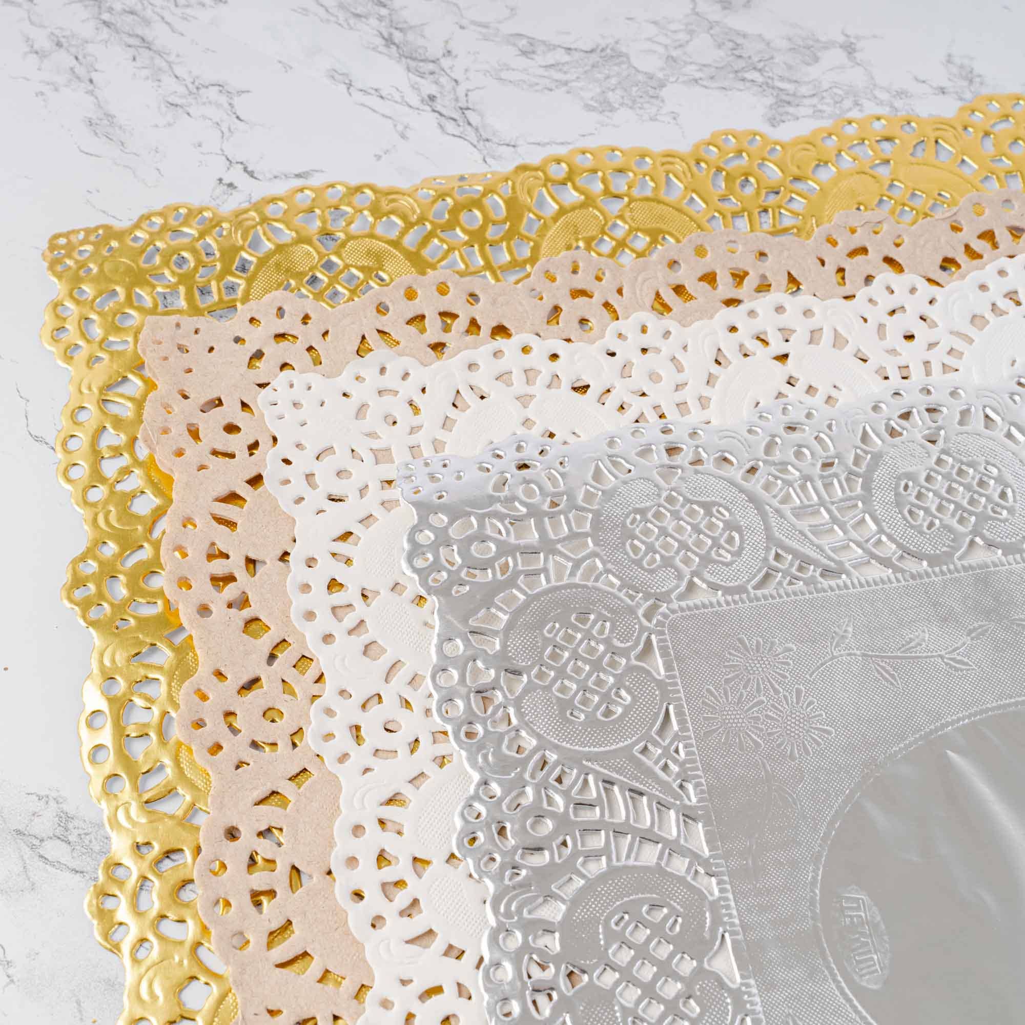 Gold Rectangle Paper Doilies 15½" L x 11¾" W - Set of 100-Gold for wholesale on Faire4