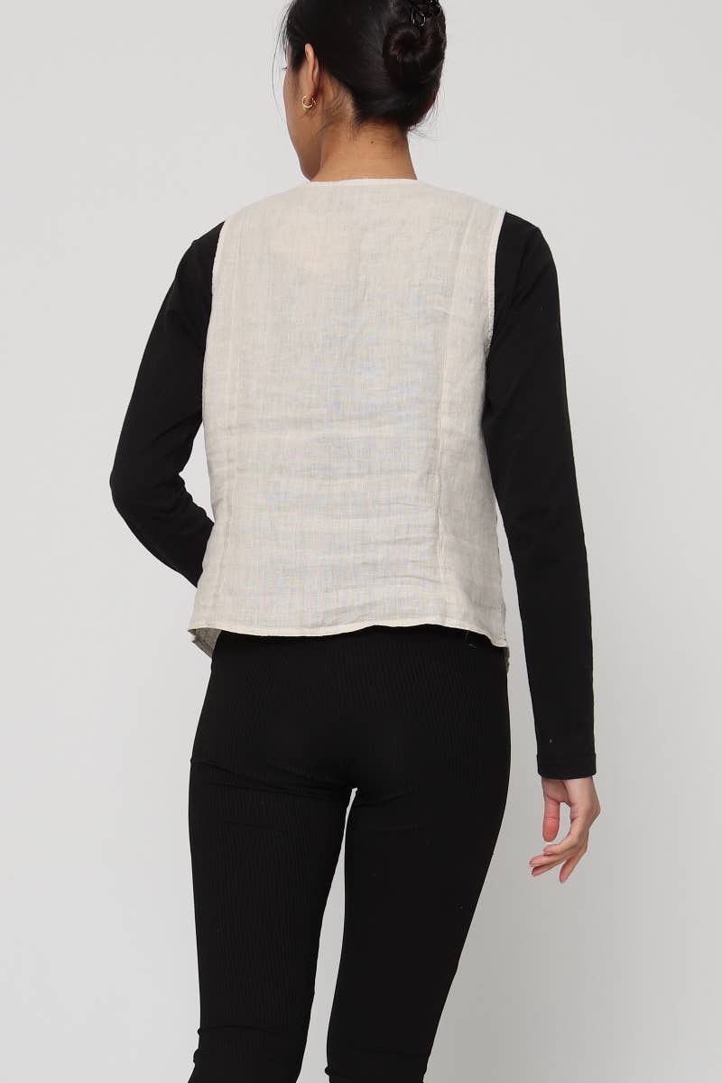 LÉA & LUC - Wholesale Button Down Shirt - Women's - Sleeveless shirt in 100% Linen REF. 514665