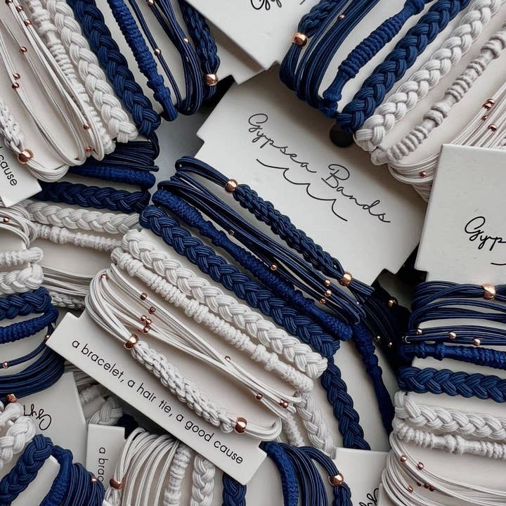 River Hair Tie Bracelets (Pre-pack of 10 cards) for wholesale by Gypsea Bands