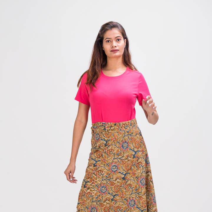 KK3004 ”Wrap Kjol" - Blommor Grön för wholesale av White Lotus Fashions