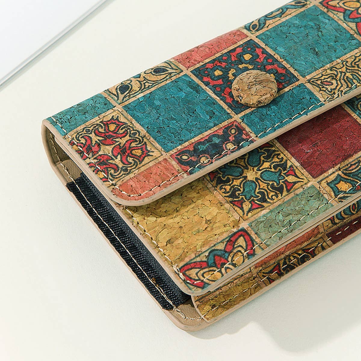 DOUBLJU - Wholesale Card Holder - Women's - VINTAGE CORK ACCORDION CARD HOLDER_CWAB49724