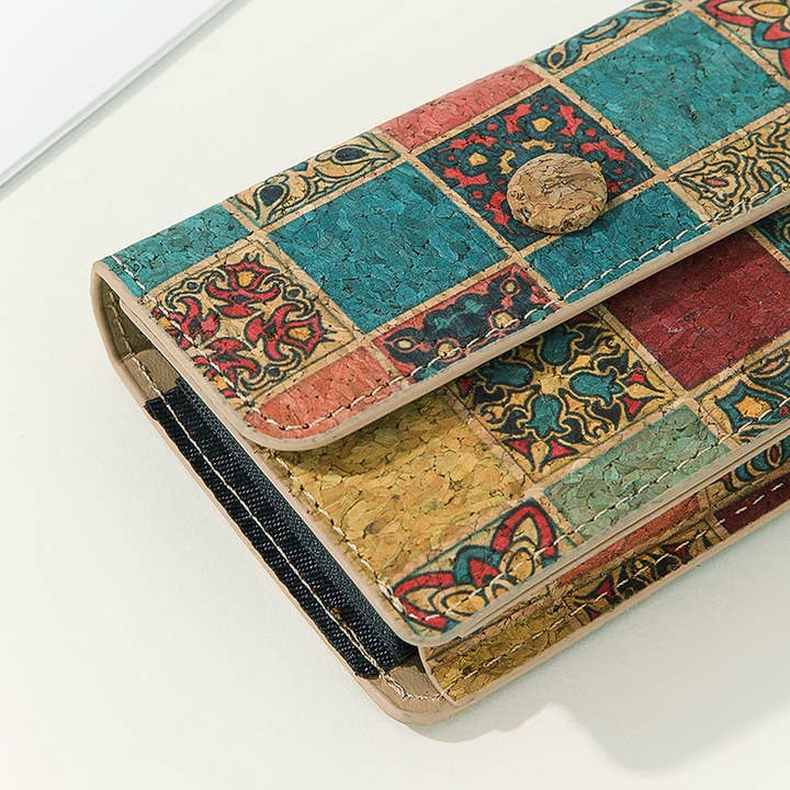 DOUBLJU - Wholesale Card Holder - Women's - VINTAGE CORK ACCORDION CARD HOLDER_CWAB49724