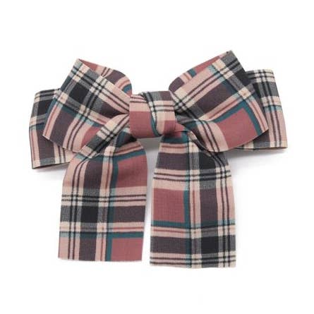 Brown Plaid Fabric hair Barrette/ bow voor wholesale door Fleur de lys collections