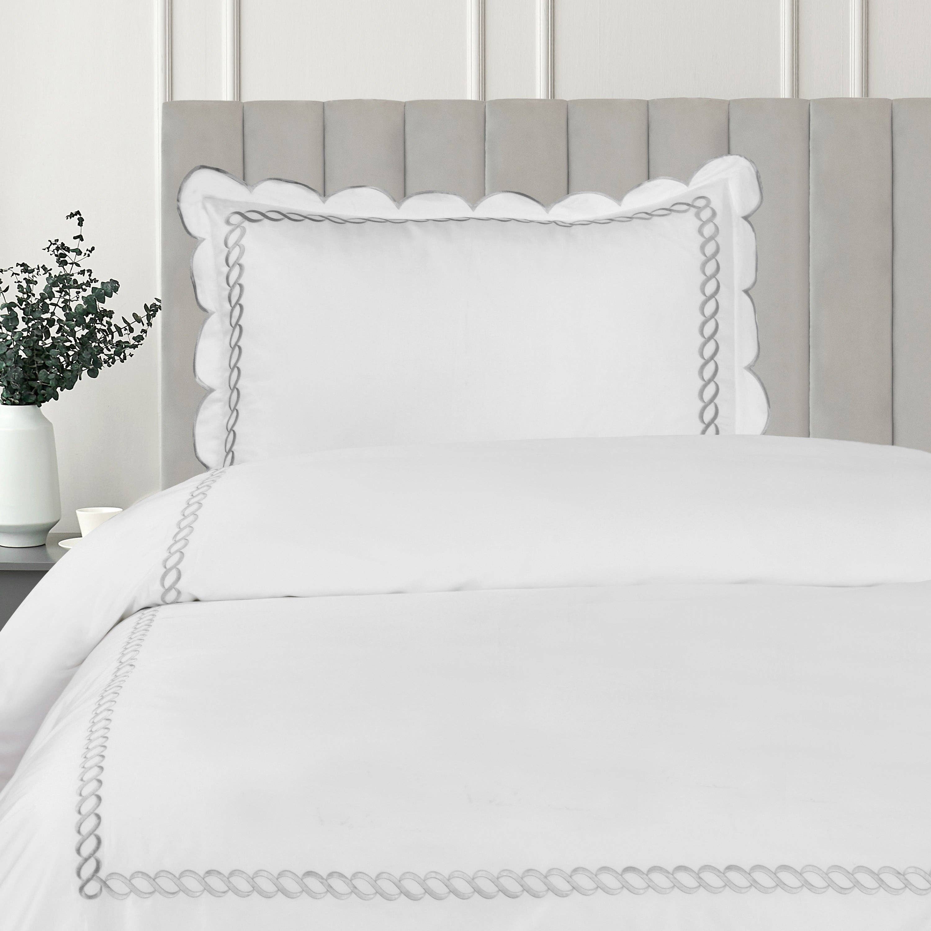 Mélange Home - Wholesale Duvet Cover - 600 Thread Count Scallop Rope Embroidered Cotton Duvet Set3