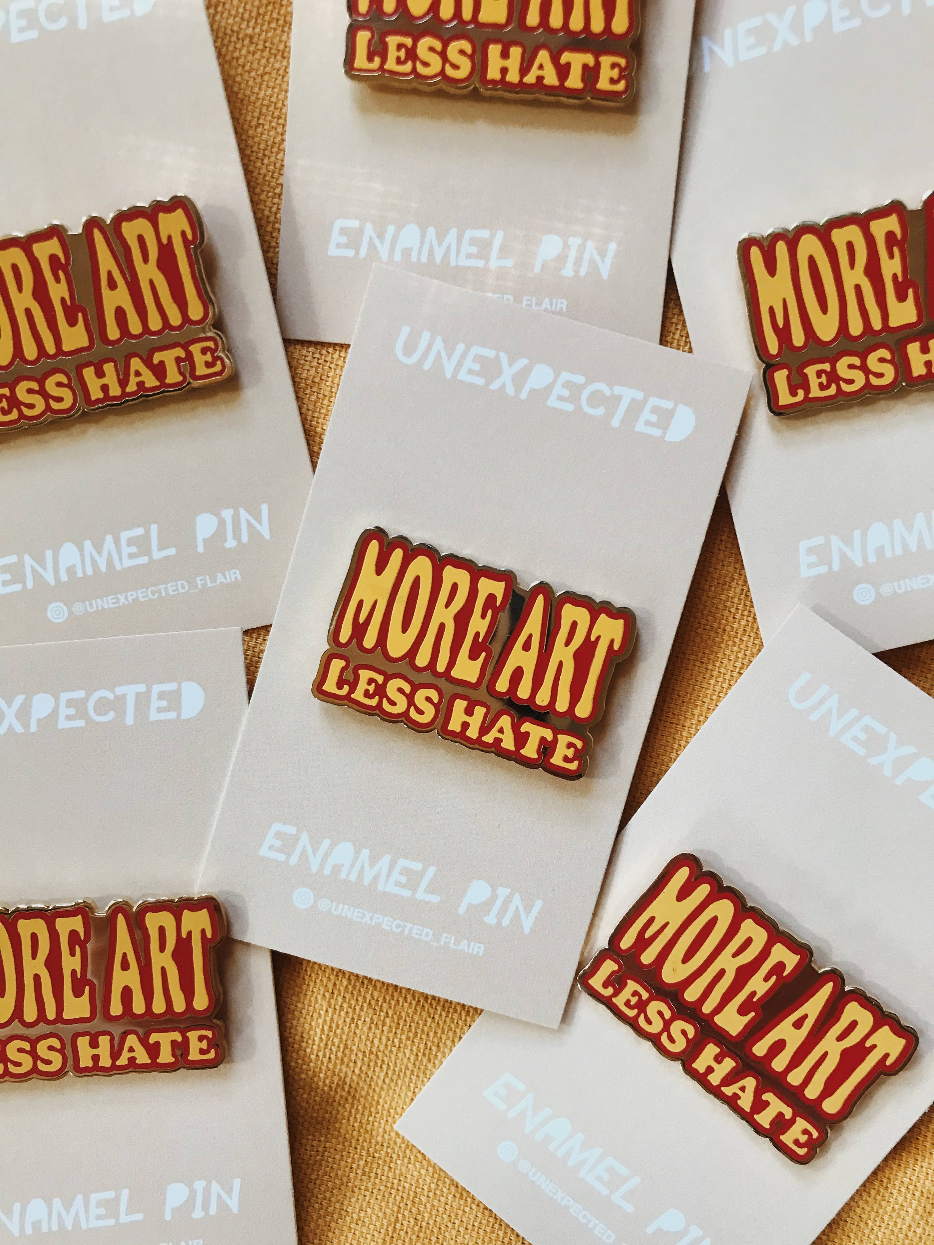 Unexpected Flair - Wholesale Lapel Pin/Button - More Art Less Hate Enamel Pin2