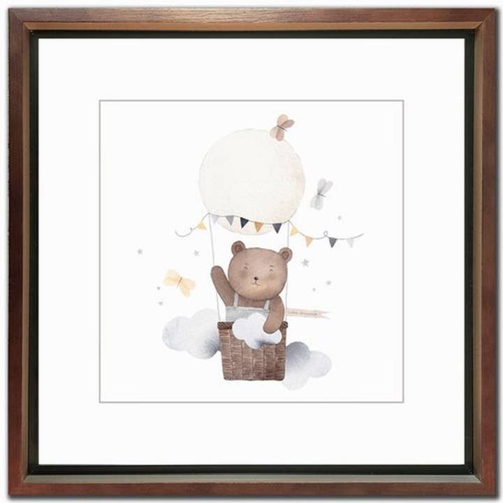 Hot Air Balloon Bear Framed Wall Art for wholesale by Streamline Art