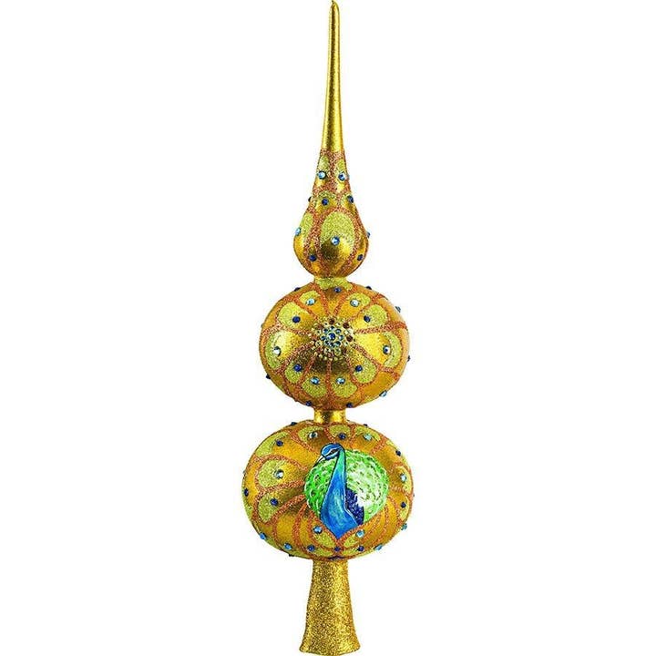 Golden Peacock Finial 16" Tall for wholesale by Joy To The World Collectibles