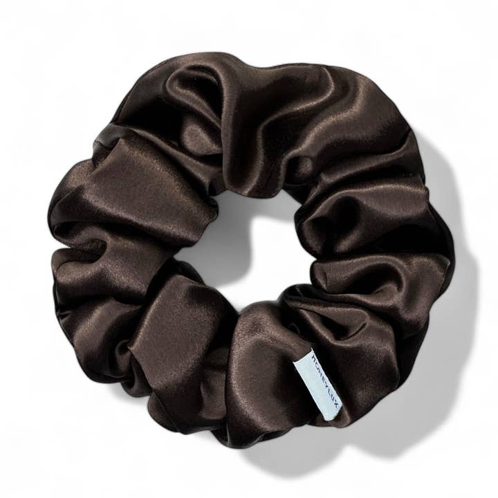 Organic Premium Silk Scrunchie - Chocolate for wholesale by HoneyLux