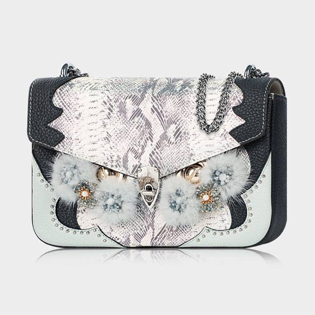 Hand-Crafted Patchwork Leather Crossbody Square Bag-Silver for wholesale by WANACCESSORY