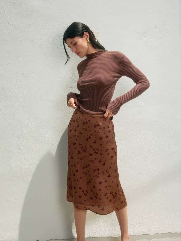 Dress Forum – Engroshandel Nederdel - Dame – Solbagt Cheetah A-Line Midi Nederdel0