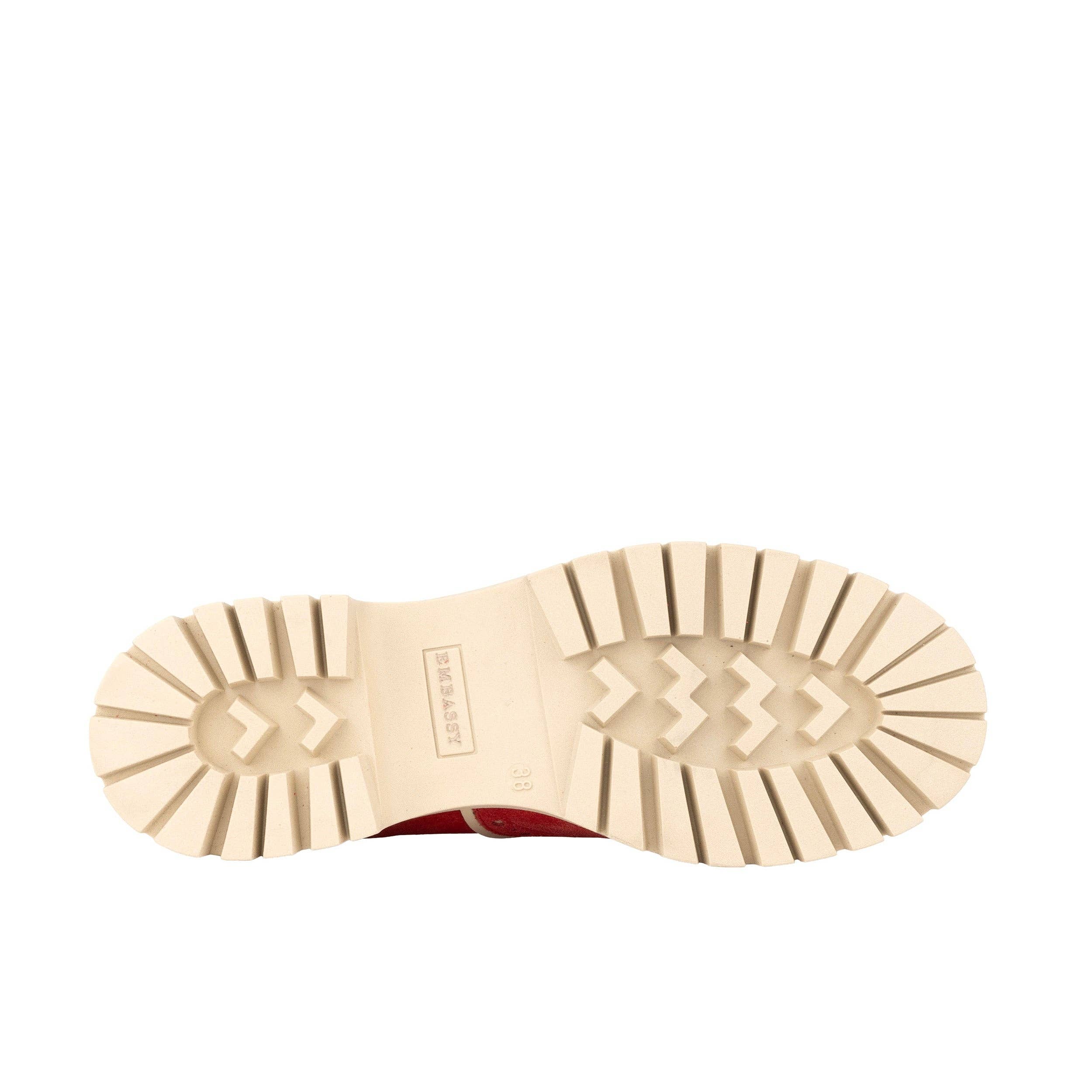 Embassy London – wholesale Brogue shoes – Women's – Artisan - Red & Cream - Women's leather lace-up shoe with brogue detailing4