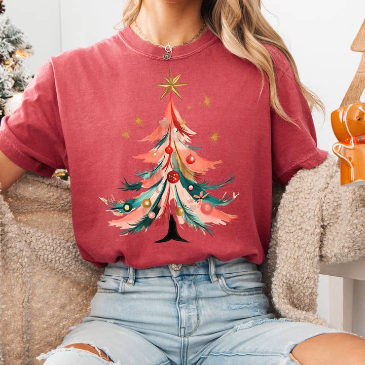 Penseldrag Julgran DTF Värmeöverföring för wholesale av Trendy Transfers