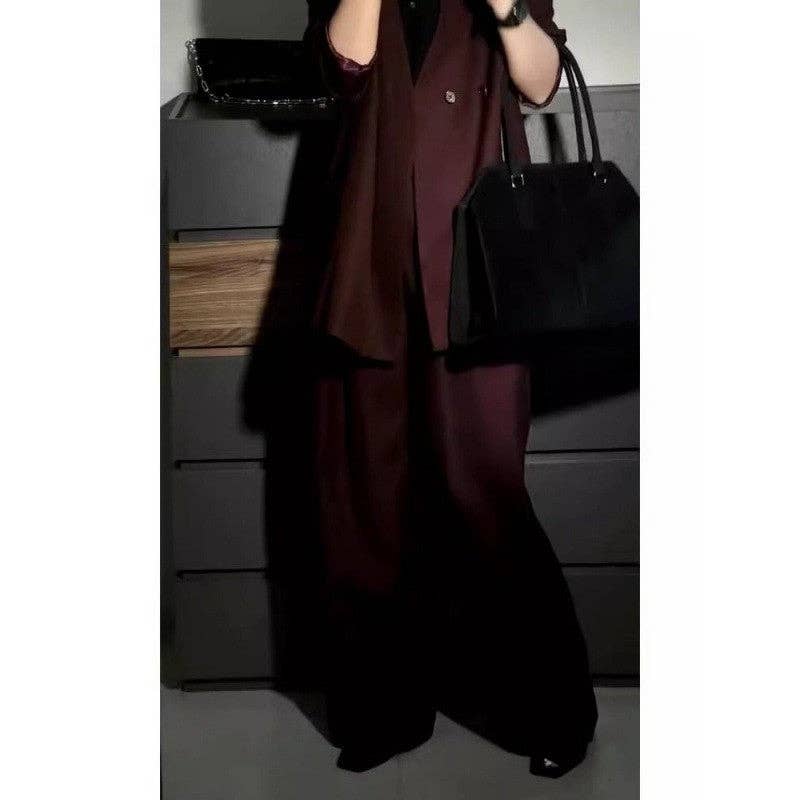 Burgundy Suit Set - Jacket And Pants for wholesale on Faire4