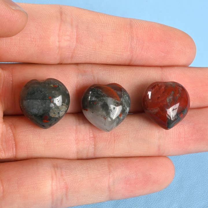 15mm Natural African Bloodstone Carved Heart Gemstone for wholesale by ilovebeadsusa