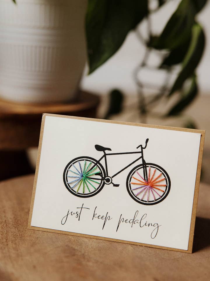 Carte de vœux "Continue de pédaler" || Lot de 4 pour la vente par Rosie's Boutique Haiti
