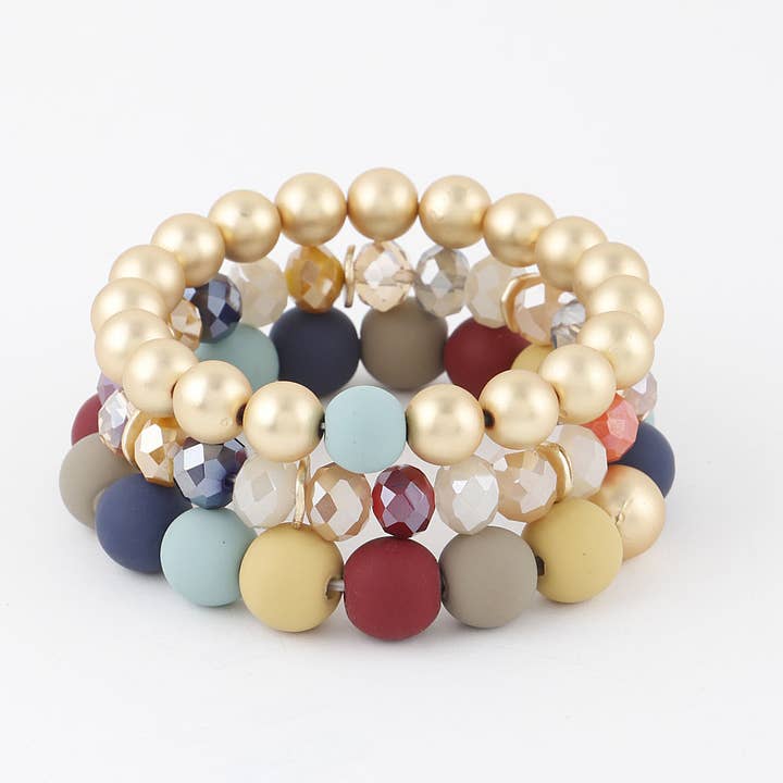 3AM BY H&D ACCESSORIES - Wholesale Beaded Bracelet - Two Toned Crystal Bead Bracelet2