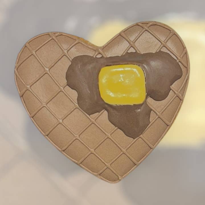 Heart Waffle Frosted Woofie for wholesale by Moo’s Barkery