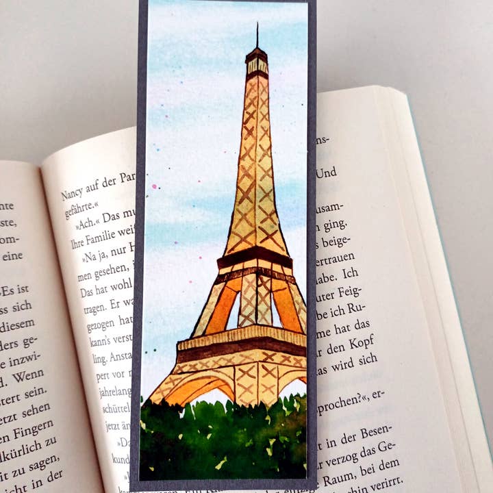 Christina Jenne Art and Design - Vendita all'ingrosso Segnalibro - Segnalibro ad acquerello fatto a mano - Torre Eiffel di Parigi