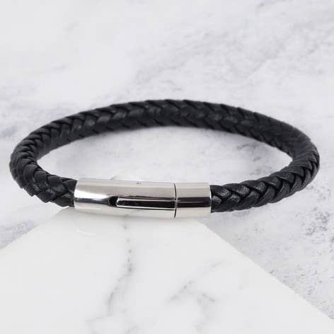 Large Men's Trigger Happy Leather Bracelet In for wholesale by Lisa Angel
