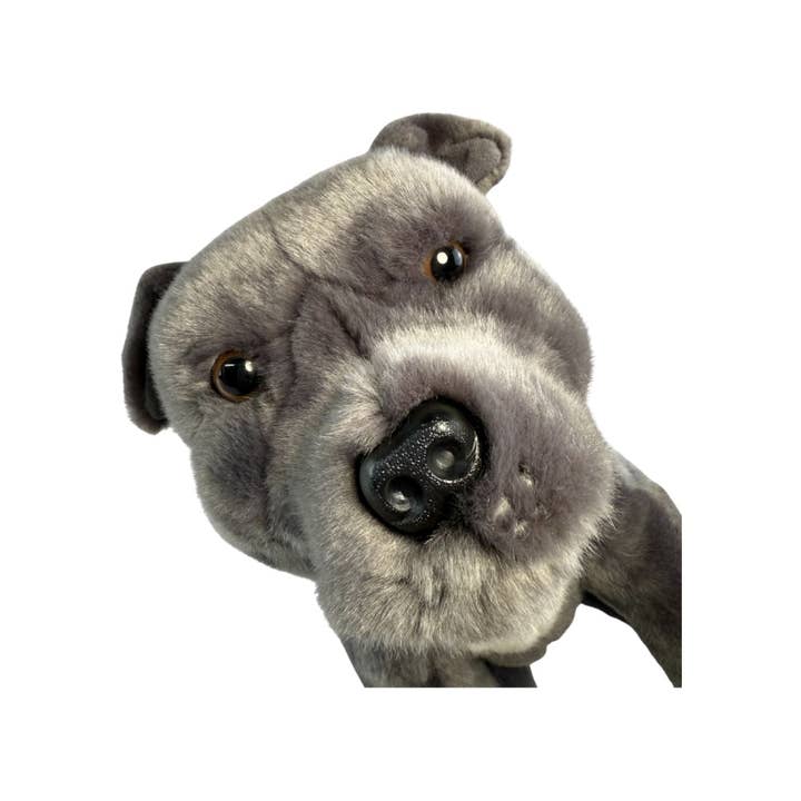 Bocchetta Plush Toys - Wholesale Pet Plush Toy - Dog - Storm - Staffy - 32cm sitting, grey2