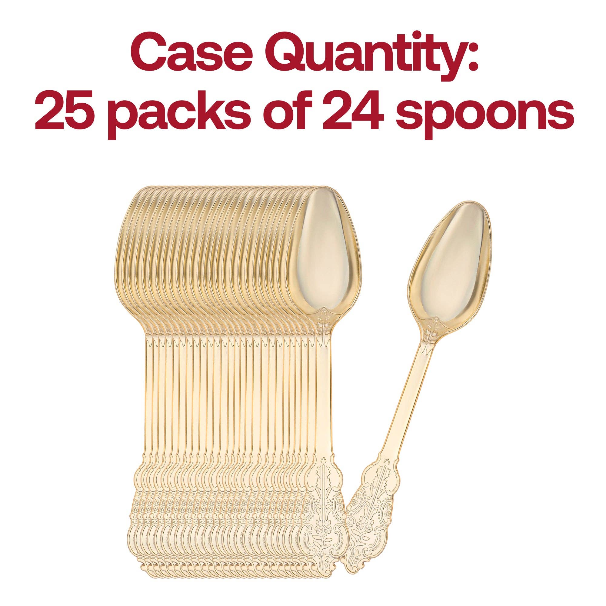 Smarty had a Party - Wholesale Table Spoon (Cutlery) - Shiny Baroque Gold Plastic Spoons - 600 pcs3