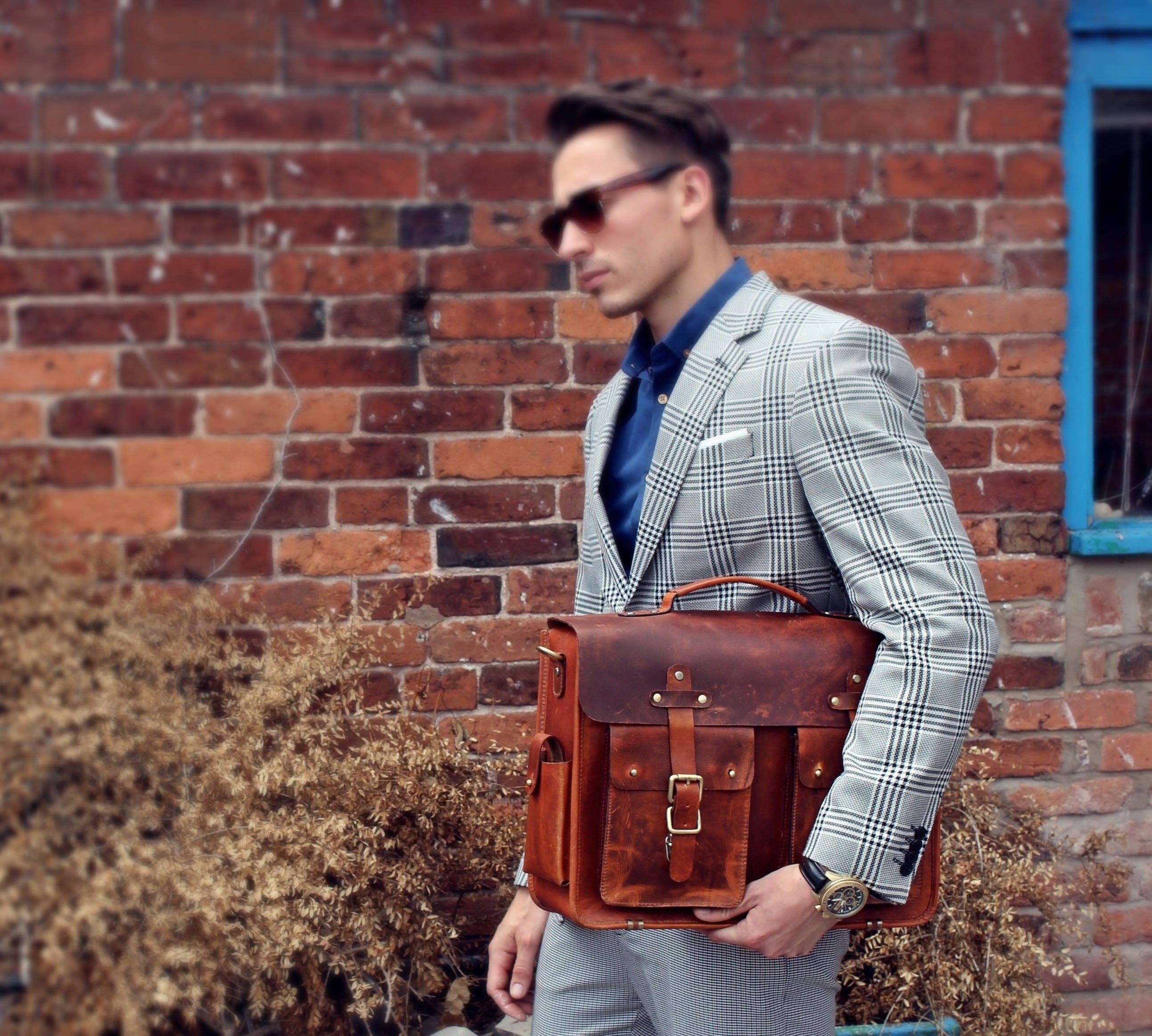 Kalating Leather UK - Wholesale Briefcase - Unisex - Top Grain Leather Mens Womens Briefcase Laptop Business Bag1