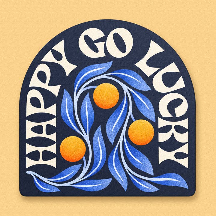 Happy Go Lucky Vinyl Sticker Mat Waterdicht Citaat Positief voor wholesale door Julie Solvstrom Illustration