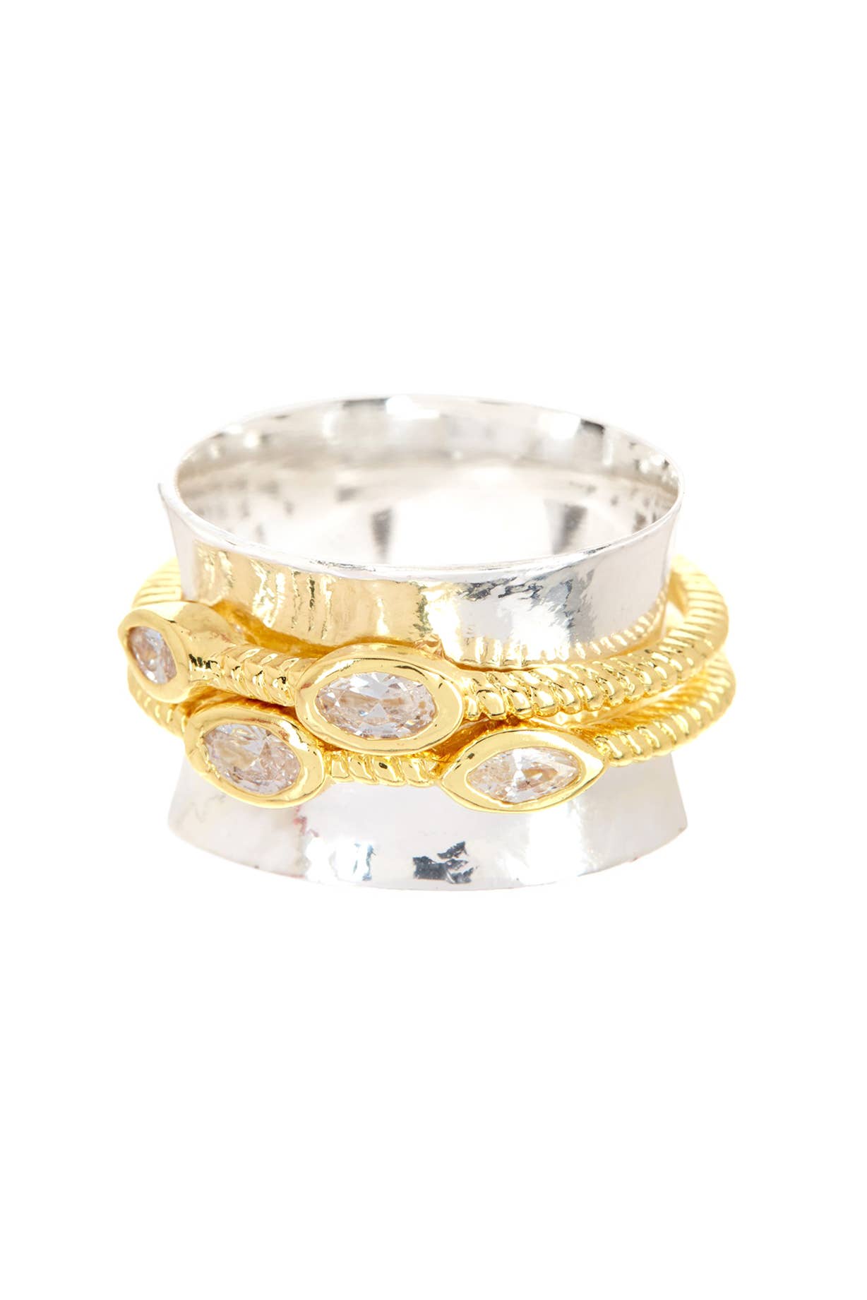 Zoey Simmons - Wholesale Multi-Stone Ring - Two Tone Avril Spinner Ring - SF