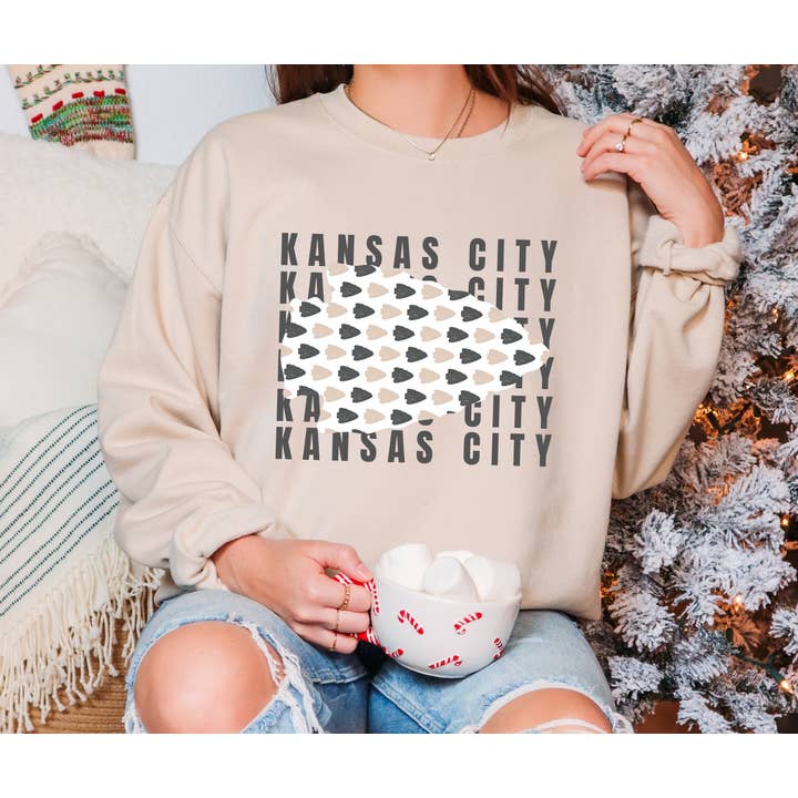 The Red Rival Wholesale - Wholesale Graphic Sweatshirt - Women's - Neutral Kansas City Repeat w/ Arrowhead Tan Sweatshirt