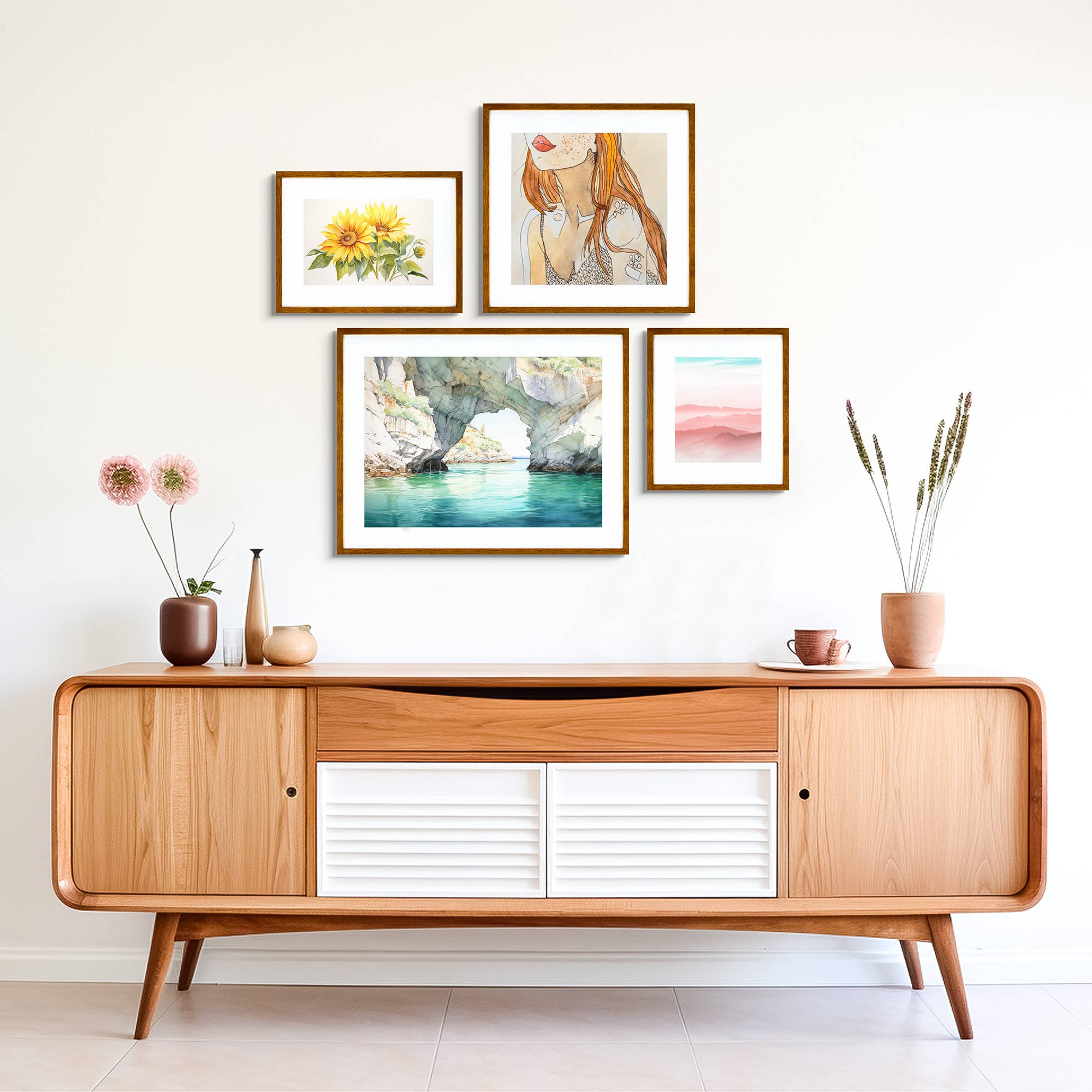 SIA EventFrame - Wholesale Picture Frame - Super Thin Edge Oak Hardwood Picture Frame, Matted Frame4