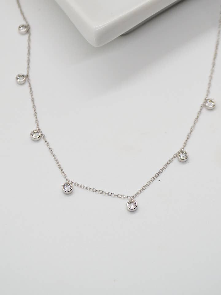 Corinthians Collection White Rhodium Plate 14” + 2” Faceted for wholesale by Willa James