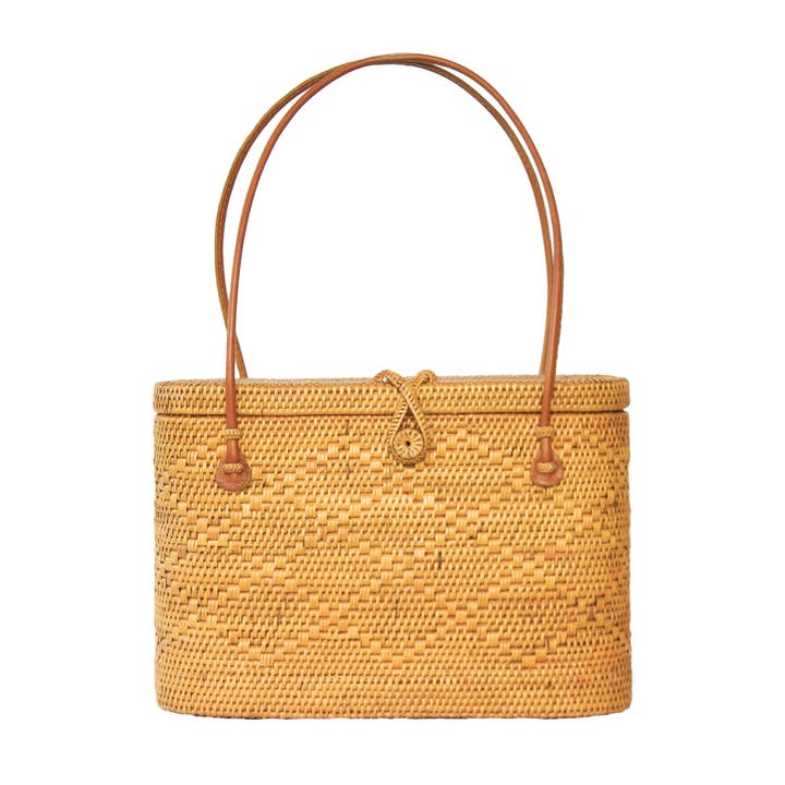 The Artisan and Company - Wholesale Tote bag – Women's - Flat Top Rattan Basket Shoulder Tote Bag1