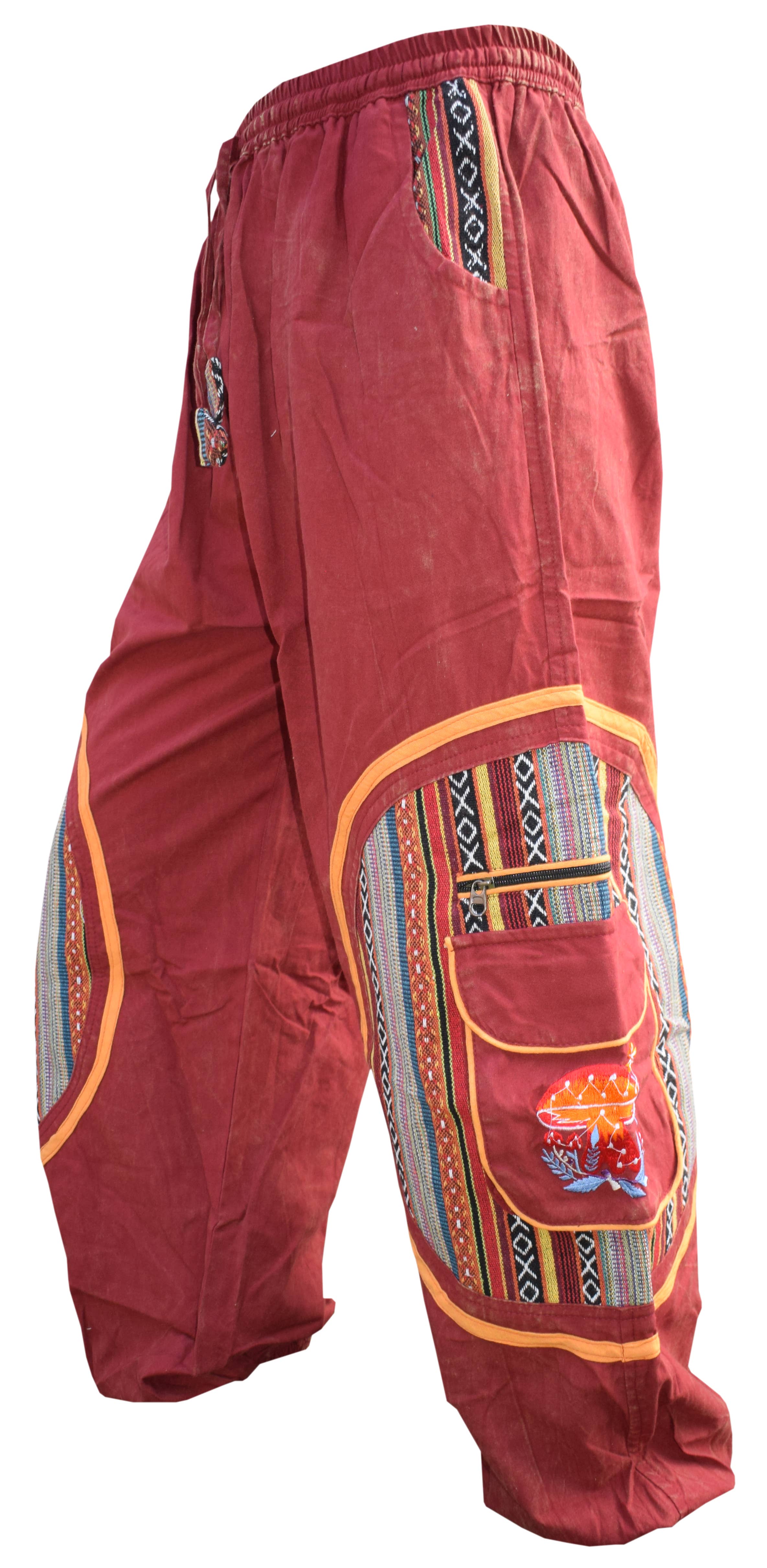 Gheri - Wholesale Pants - Unisex - Aztec Pocket Mushroom Embroidery Parachute Cargo Trousers14