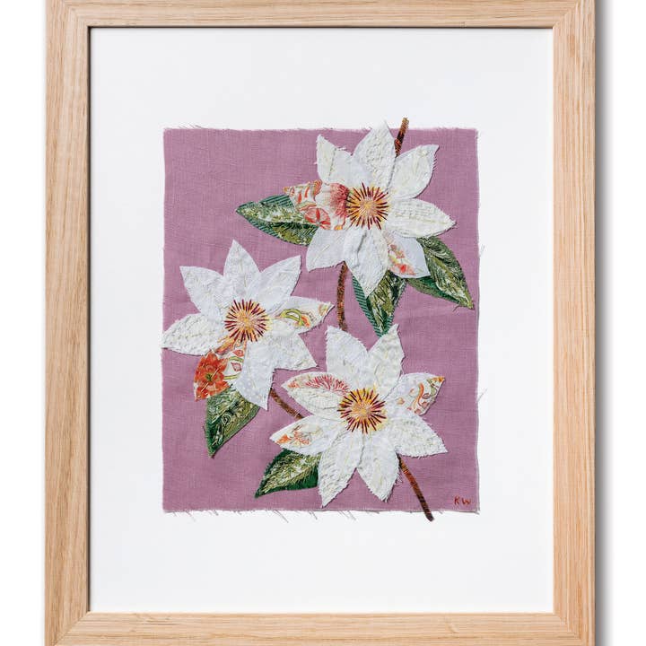 Wattle&Loop – wholesale Embroidery/cross-stitch supplies – Clematis Purple Slow Stitching Kit