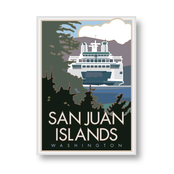 M&W Design Co - Travel Posters - Wholesale Tea Towel - San Juan Islands, Washington Poster - 2.5" x 3.5" tea towel
