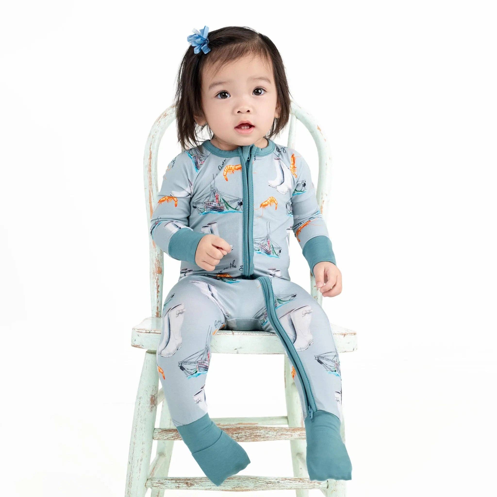 Pearls & Pelicans - Wholesale Jumpsuit - Baby - Born on the Bayou Bamboo Zip-Up4
