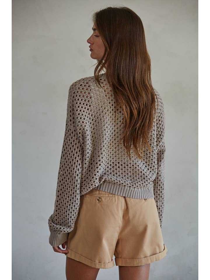 By Together - Wholesale Cardigan - Women's - W1897 | Knit Sweater Cotton See Through V-Neck Cardigan